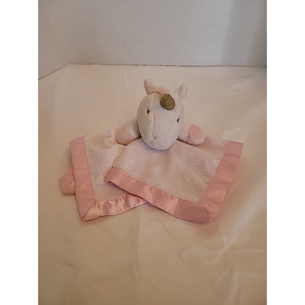 Cloud Island Unicorn Lovey Security Blanket Limited Pink Gold Shimmer Dots 14"